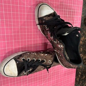 Converse Women's Black and Brown Sequin Sneakers